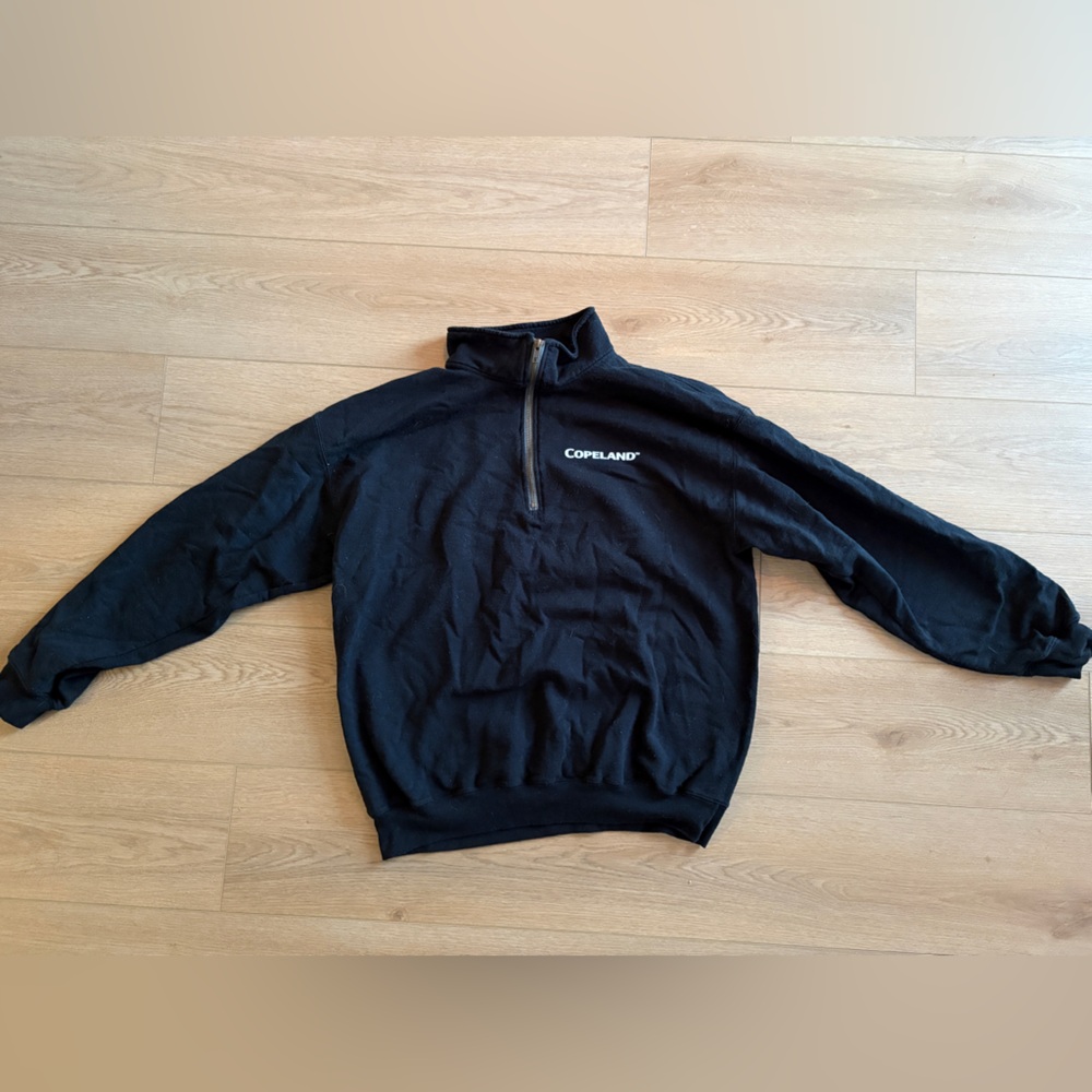 Gildan Black Men's Quarter Zip Up Sweater Size Large